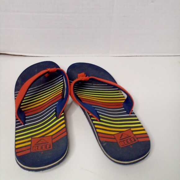 Reef Flip Flops Boys 3 Kids Rainbow Colorful Pre-Owned - Picture 6 of 12